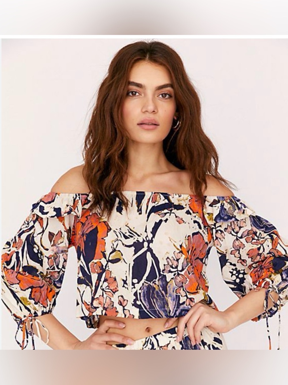 Free People Shasta Floral Off-Shoulder Crop Top - Size Small - NWT
